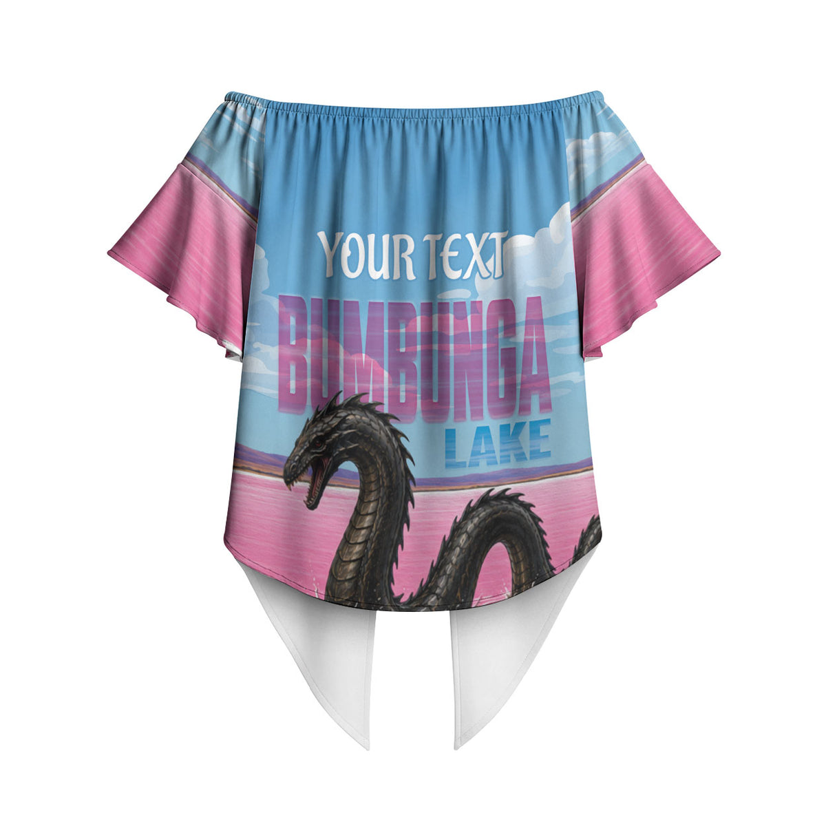 Personalised Bumbunga Lake Australia Off Shoulder Wrap Waist Top Pink Salt Lake Loch-eel Monster