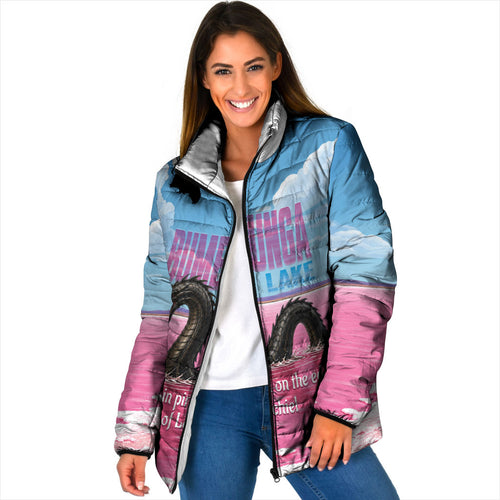 Personalised Bumbunga Lake Australia Padded Jacket Pink Salt Lake Loch-eel Monster