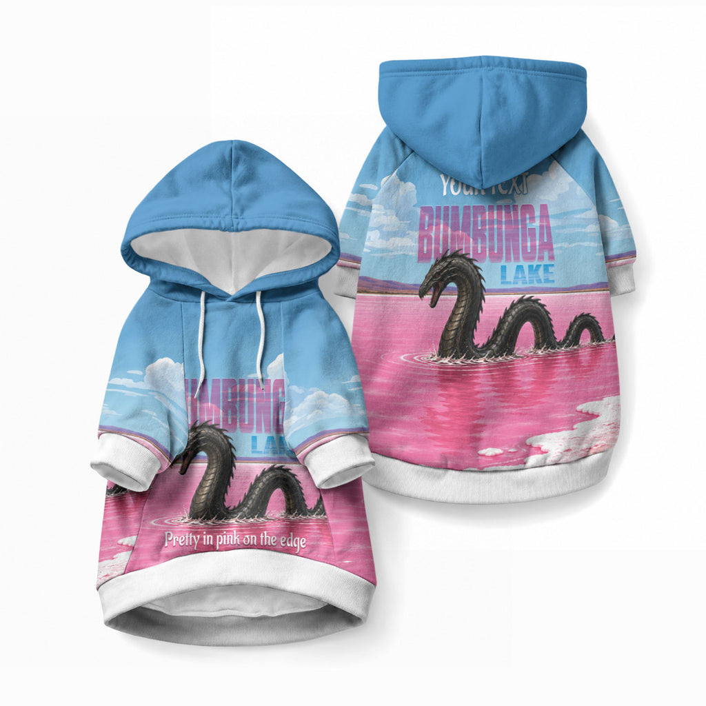 Personalised Bumbunga Lake Australia Pet Hoodie Pink Salt Lake Loch-eel Monster