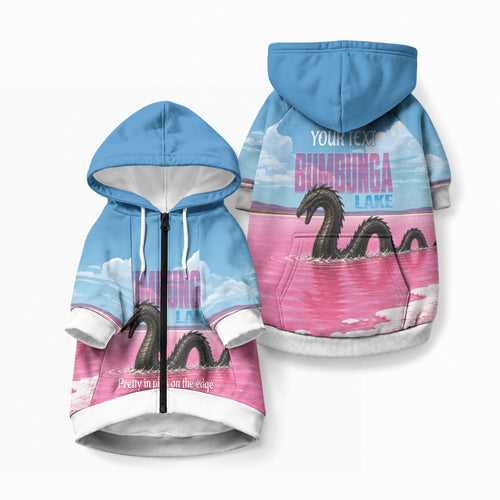 Personalised Bumbunga Lake Australia Pet Hoodie Pink Salt Lake Loch-eel Monster