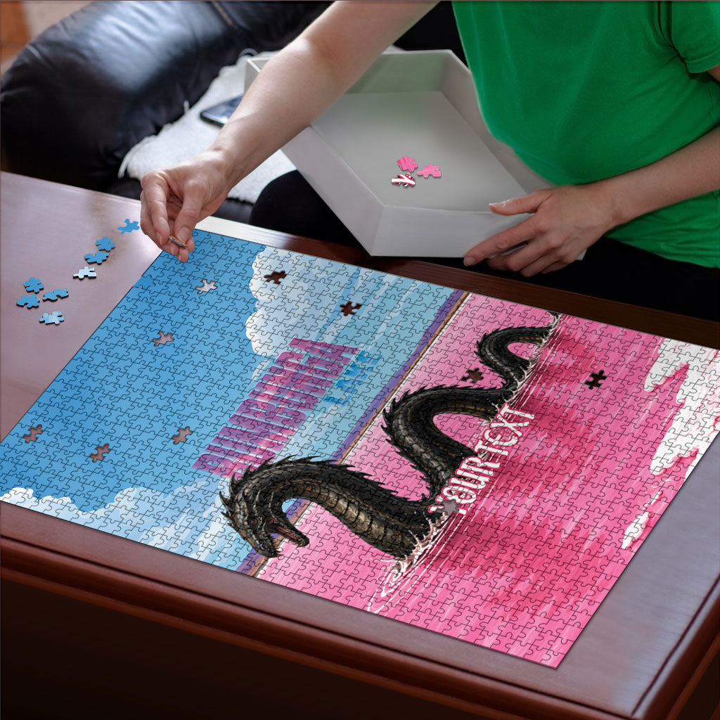 Personalised Bumbunga Lake Australia Puzzle Pink Salt Lake Loch-eel Monster