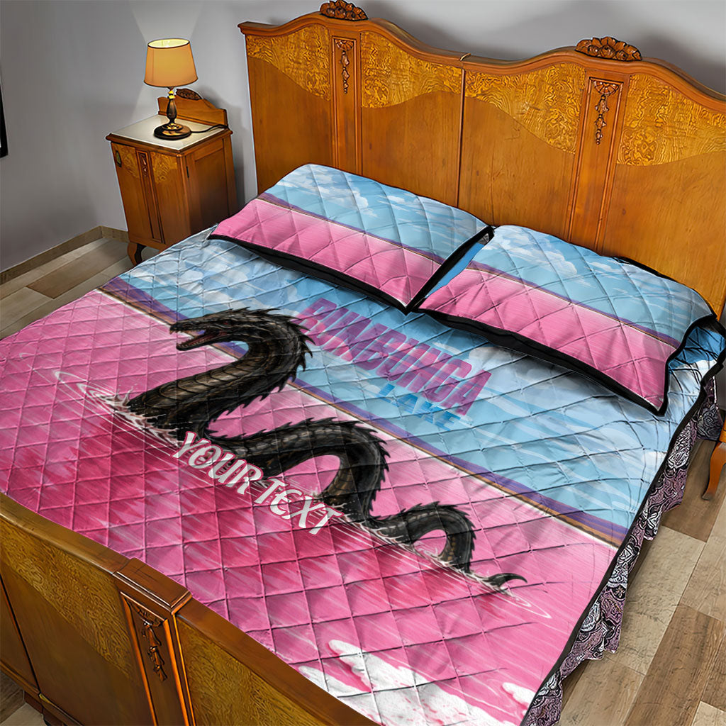 Personalised Bumbunga Lake Australia Quilt Bed Set Pink Salt Lake Loch-eel Monster