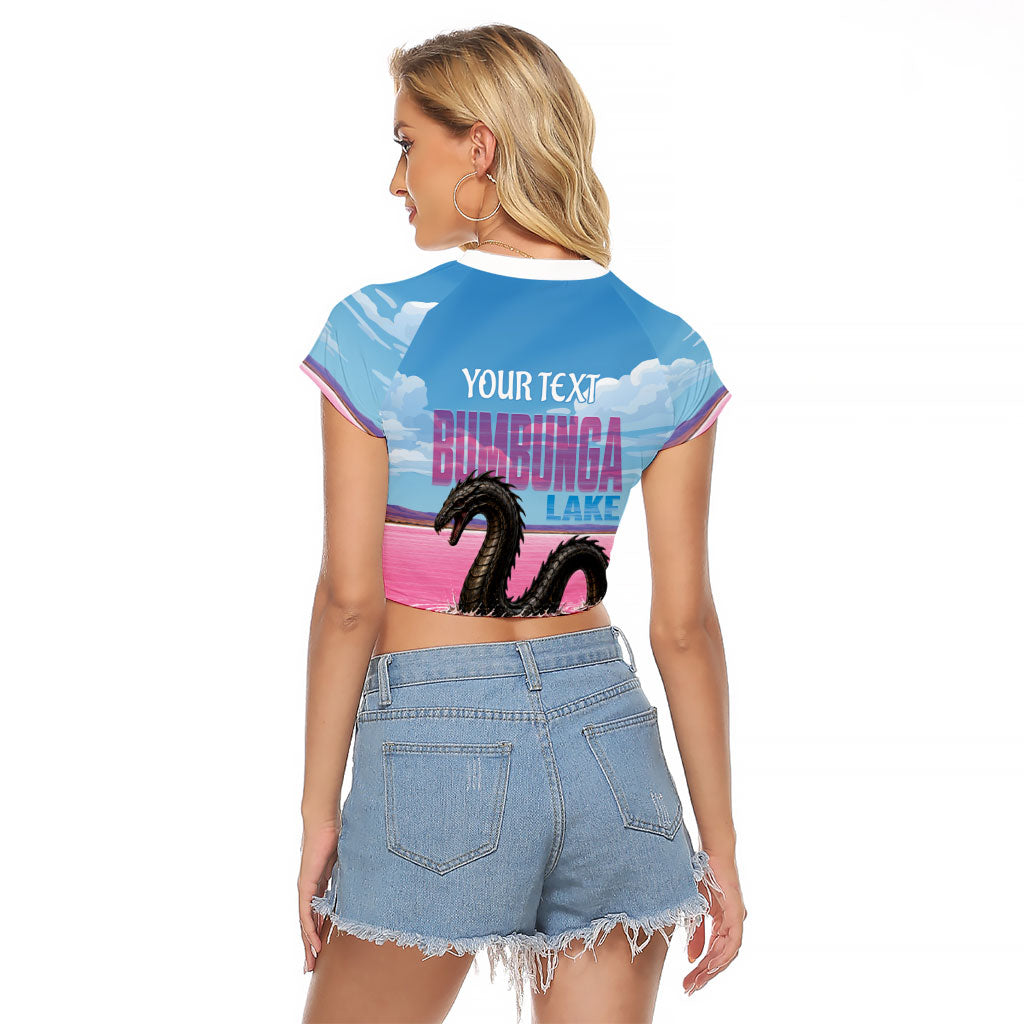 Personalised Bumbunga Lake Australia Raglan Cropped T Shirt Pink Salt Lake Loch-eel Monster