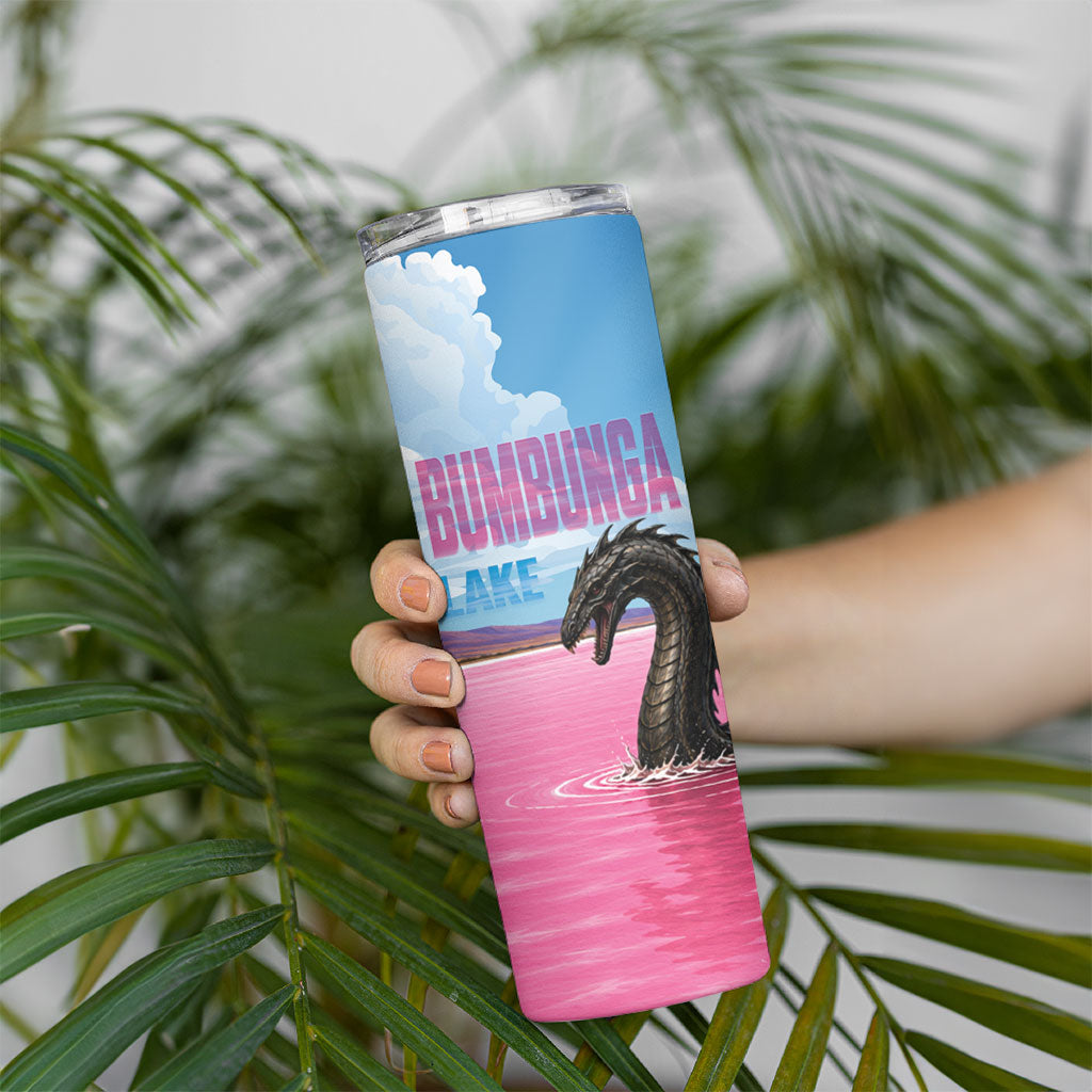 Personalised Bumbunga Lake Australia Skinny Tumbler Pink Salt Lake Loch-eel Monster