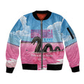 Personalised Bumbunga Lake Australia Sleeve Zip Bomber Jacket Pink Salt Lake Loch-eel Monster