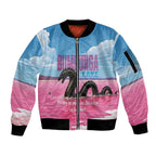 Personalised Bumbunga Lake Australia Sleeve Zip Bomber Jacket Pink Salt Lake Loch-eel Monster