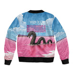Personalised Bumbunga Lake Australia Sleeve Zip Bomber Jacket Pink Salt Lake Loch-eel Monster