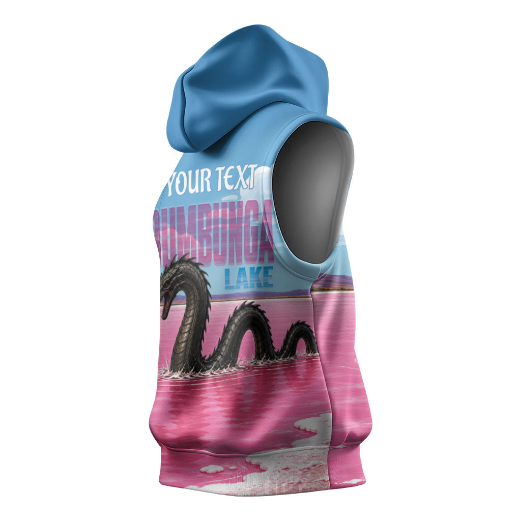 Personalised Bumbunga Lake Australia Sleeveless Hoodie Pink Salt Lake Loch-eel Monster