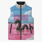 Personalised Bumbunga Lake Australia Sleeveless Puffer Jacket Pink Salt Lake Loch-eel Monster