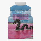 Personalised Bumbunga Lake Australia Sleeveless Puffer Jacket Pink Salt Lake Loch-eel Monster