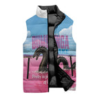 Personalised Bumbunga Lake Australia Sleeveless Puffer Jacket Pink Salt Lake Loch-eel Monster
