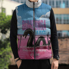 Personalised Bumbunga Lake Australia Sleeveless Puffer Jacket Pink Salt Lake Loch-eel Monster