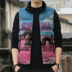 Personalised Bumbunga Lake Australia Sleeveless Puffer Jacket Pink Salt Lake Loch-eel Monster