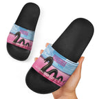 Personalised Bumbunga Lake Australia Slide Sandals Pink Salt Lake Loch-eel Monster