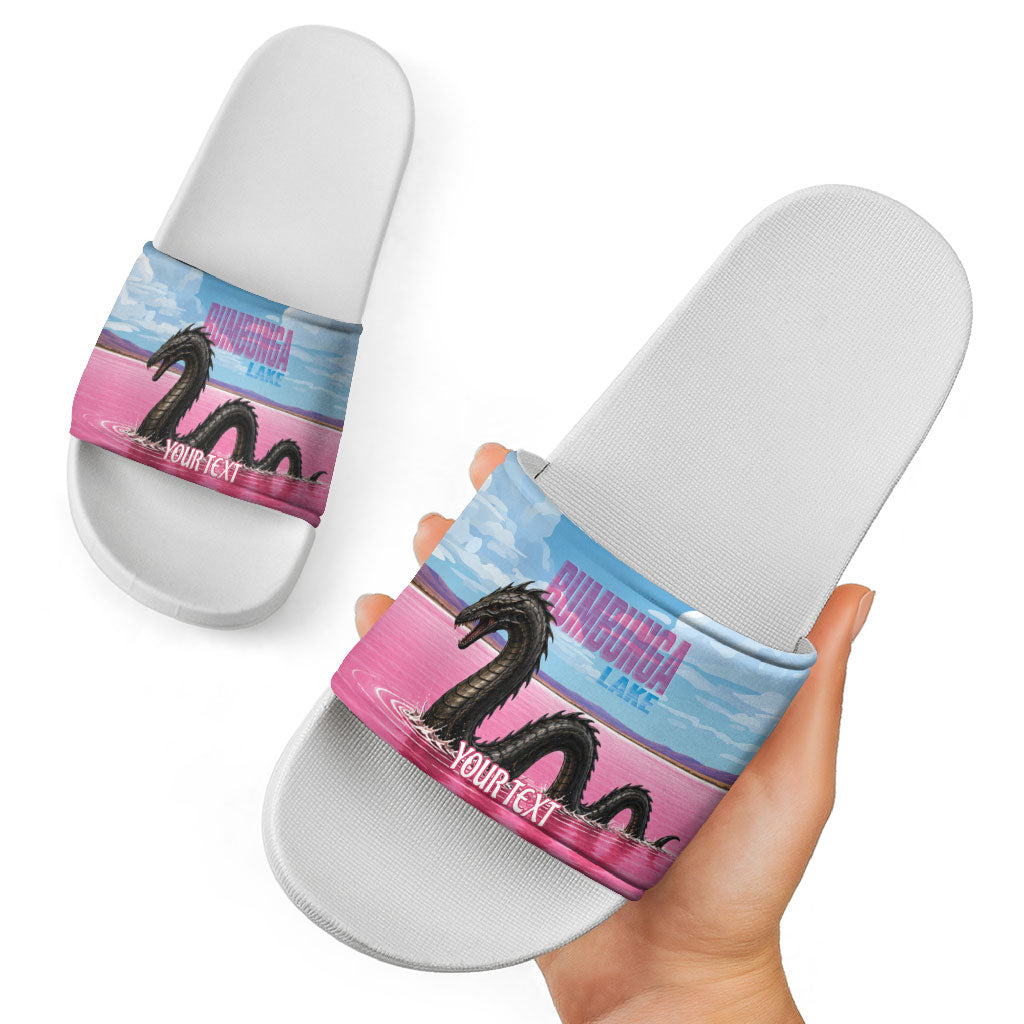 Personalised Bumbunga Lake Australia Slide Sandals Pink Salt Lake Loch-eel Monster