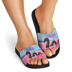 Personalised Bumbunga Lake Australia Slide Sandals Pink Salt Lake Loch-eel Monster
