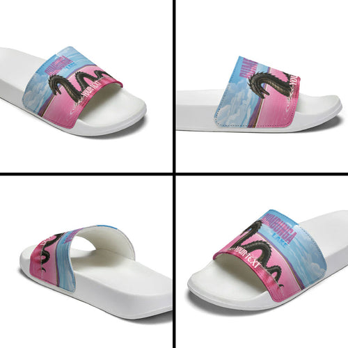 Personalised Bumbunga Lake Australia Slide Sandals Pink Salt Lake Loch-eel Monster