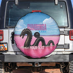 Personalised Bumbunga Lake Australia Spare Tire Cover Pink Salt Lake Loch-eel Monster