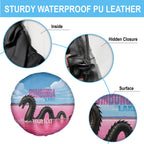 Personalised Bumbunga Lake Australia Spare Tire Cover Pink Salt Lake Loch-eel Monster