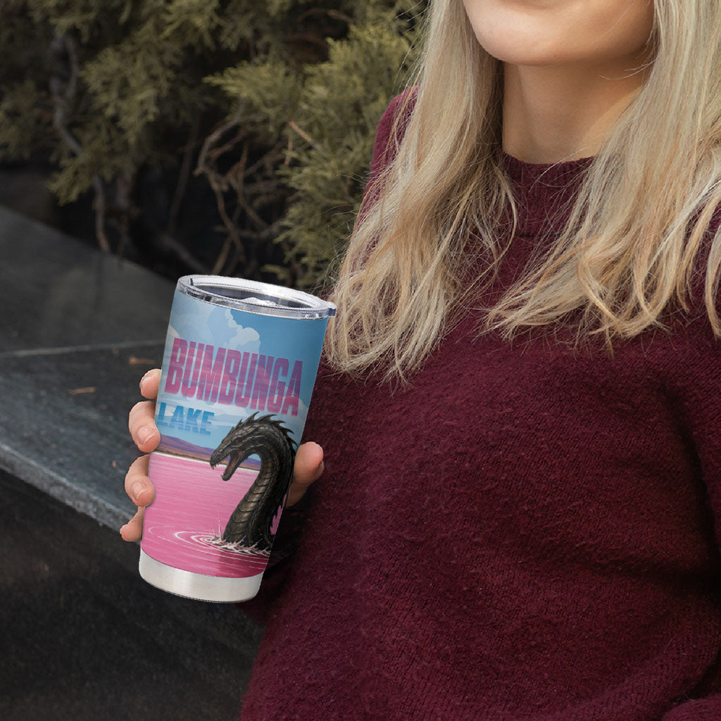 Personalised Bumbunga Lake Australia Tumbler Cup Pink Salt Lake Loch-eel Monster