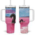 Personalised Bumbunga Lake Australia Tumbler With Handle Pink Salt Lake Loch-eel Monster