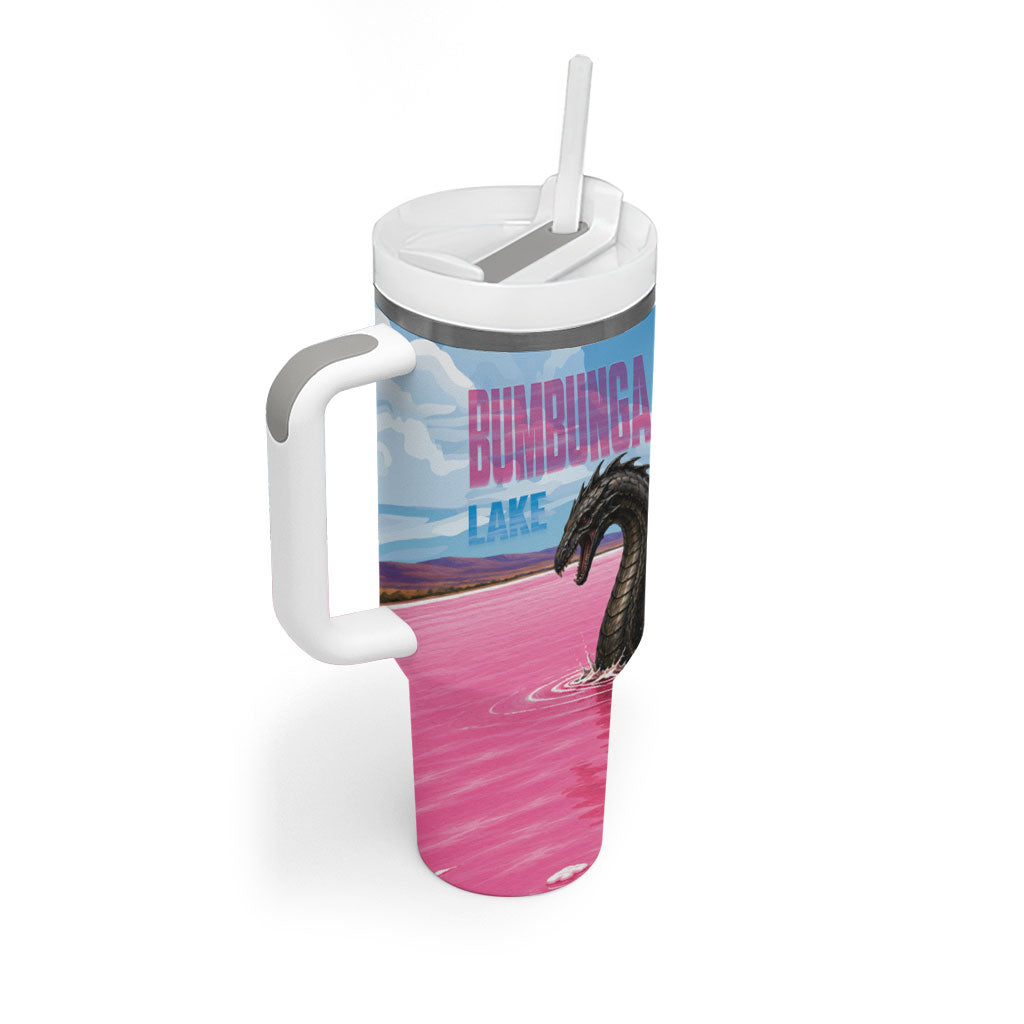 Personalised Bumbunga Lake Australia Tumbler With Handle Pink Salt Lake Loch-eel Monster