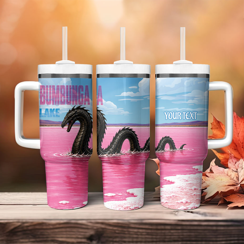 Personalised Bumbunga Lake Australia Tumbler With Handle Pink Salt Lake Loch-eel Monster