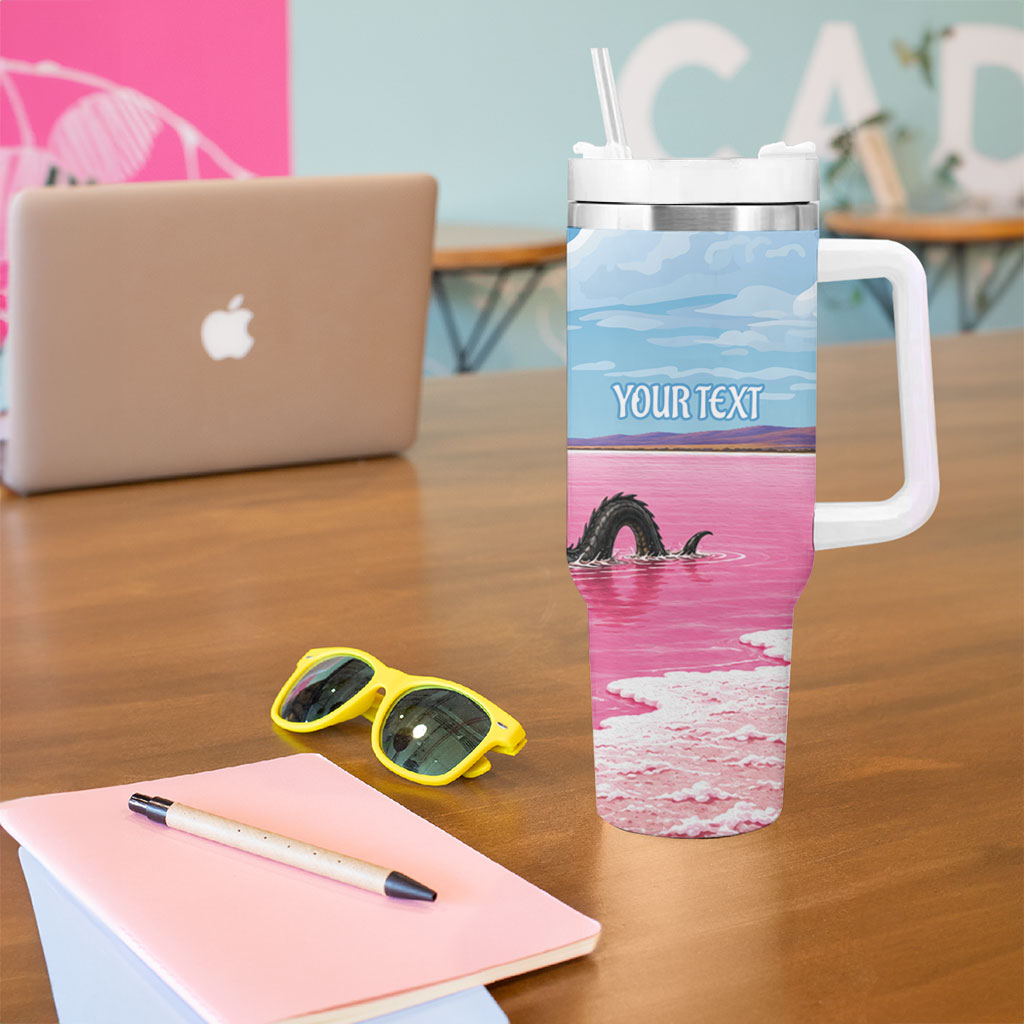 Personalised Bumbunga Lake Australia Tumbler With Handle Pink Salt Lake Loch-eel Monster