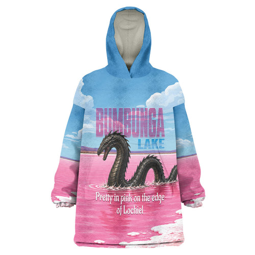 Personalised Bumbunga Lake Australia Wearable Blanket Hoodie Pink Salt Lake Loch-eel Monster