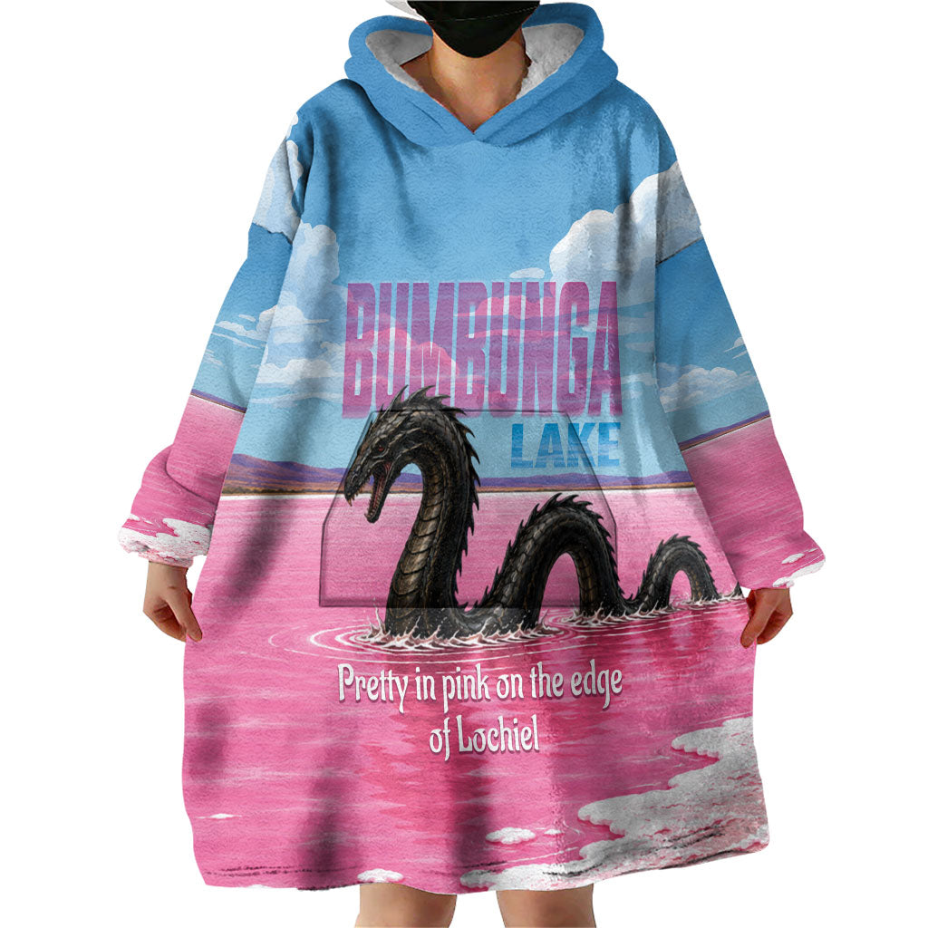 Personalised Bumbunga Lake Australia Wearable Blanket Hoodie Pink Salt Lake Loch-eel Monster