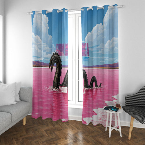 Personalised Bumbunga Lake Australia Window Curtain Pink Salt Lake Loch-eel Monster