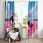 Personalised Bumbunga Lake Australia Window Curtain Pink Salt Lake Loch-eel Monster