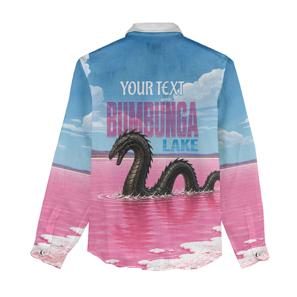 Personalised Bumbunga Lake Australia Women Casual Shirt Pink Salt Lake Loch-eel Monster