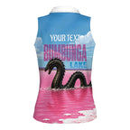 Personalised Bumbunga Lake Australia Women Sleeveless Polo Shirt Pink Salt Lake Loch-eel Monster