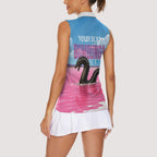 Personalised Bumbunga Lake Australia Women Sleeveless Polo Shirt Pink Salt Lake Loch-eel Monster