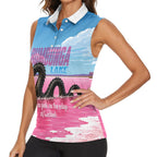 Personalised Bumbunga Lake Australia Women Sleeveless Polo Shirt Pink Salt Lake Loch-eel Monster