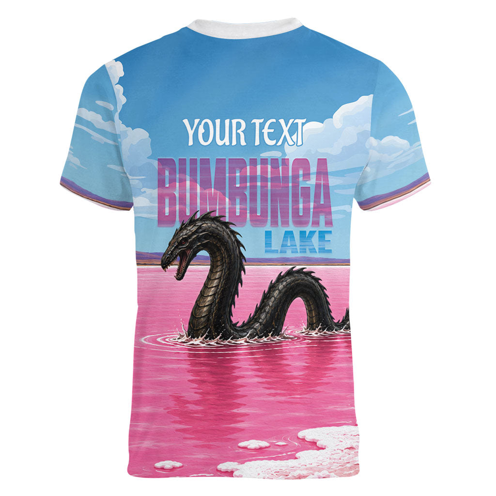 Personalised Bumbunga Lake Australia Women V-Neck T-Shirt Pink Salt Lake Loch-eel Monster