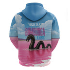 Personalised Bumbunga Lake Australia Zip Hoodie Pink Salt Lake Loch-eel Monster