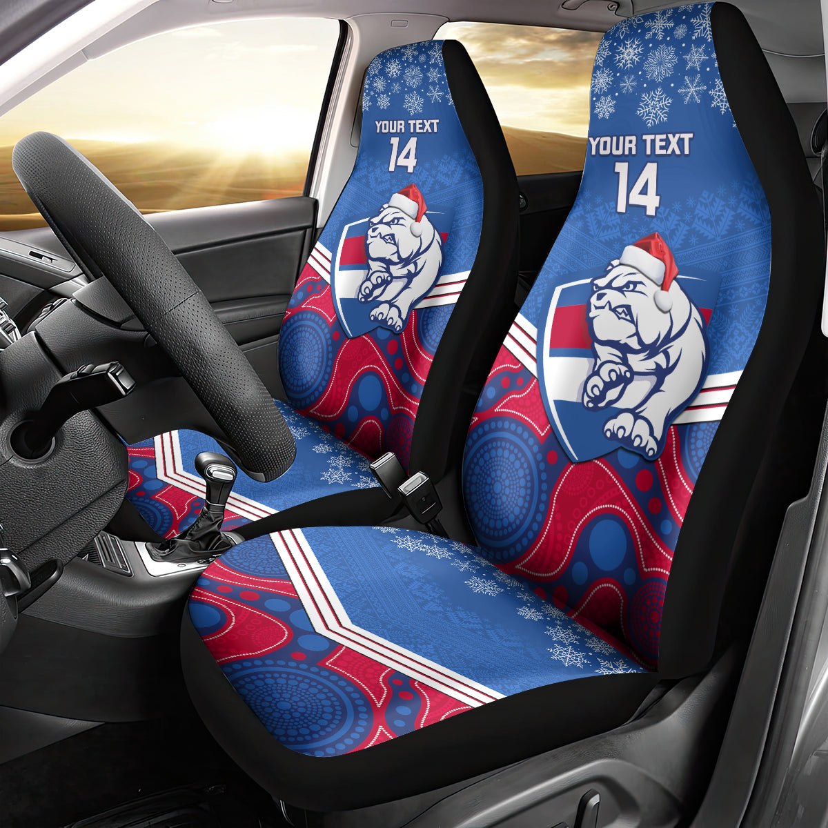 custom-bulldogs-football-christmas-car-seat-cover-merry-xmas-2023-mix-aboriginal-art