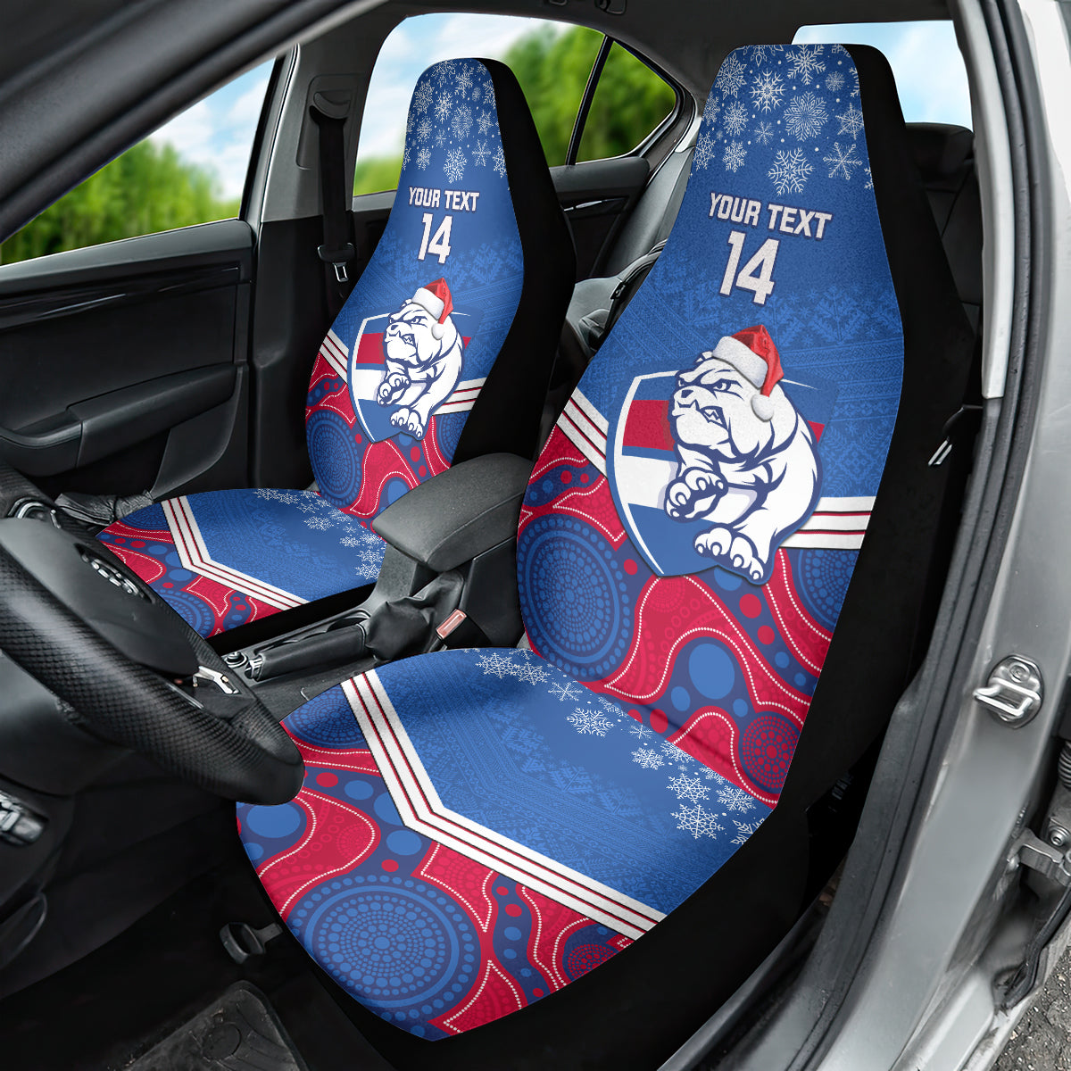 custom-bulldogs-football-christmas-car-seat-cover-merry-xmas-2023-mix-aboriginal-art