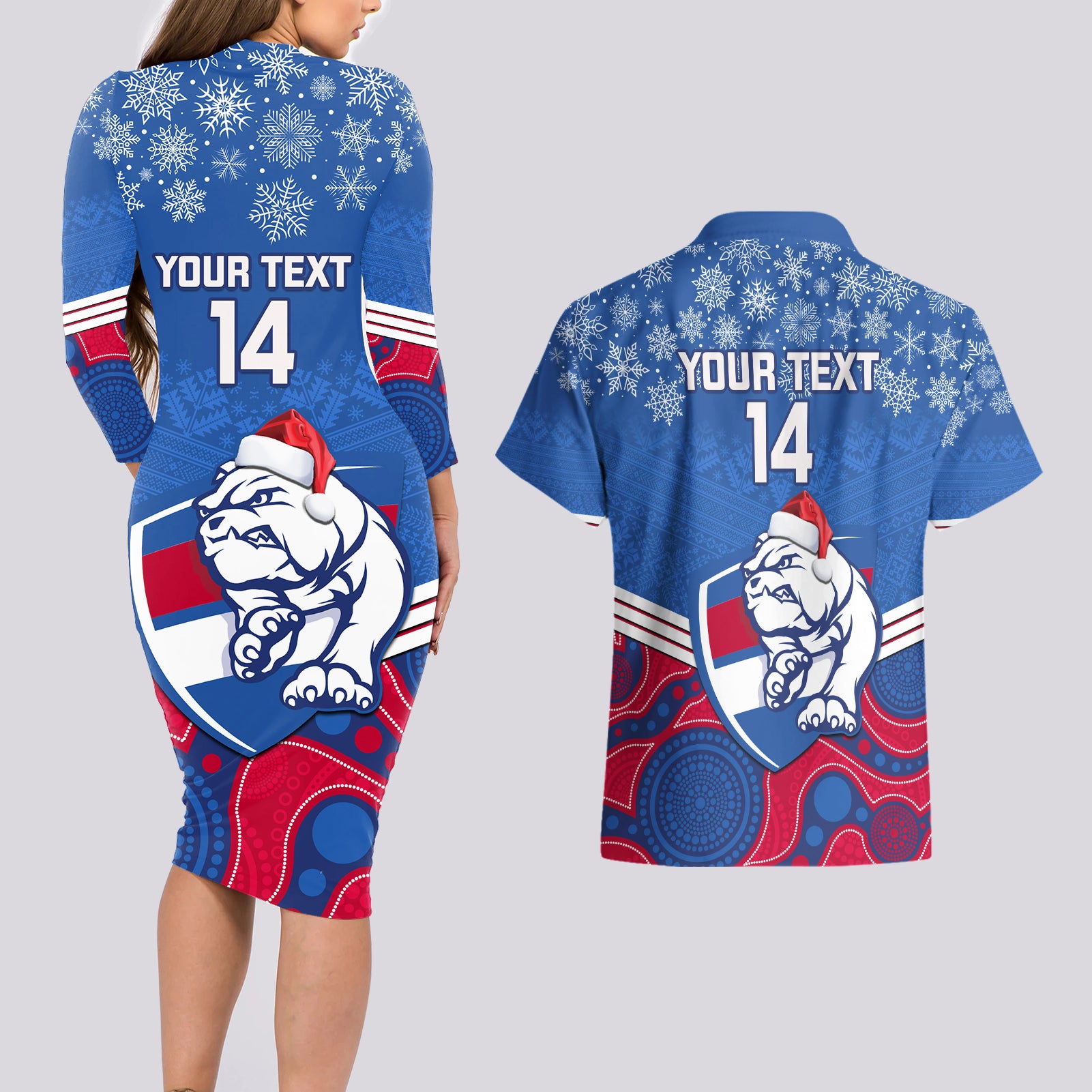 custom-bulldogs-football-christmas-couples-matching-long-sleeve-bodycon-dress-and-hawaiian-shirt-merry-xmas-2023-mix-aboriginal-art
