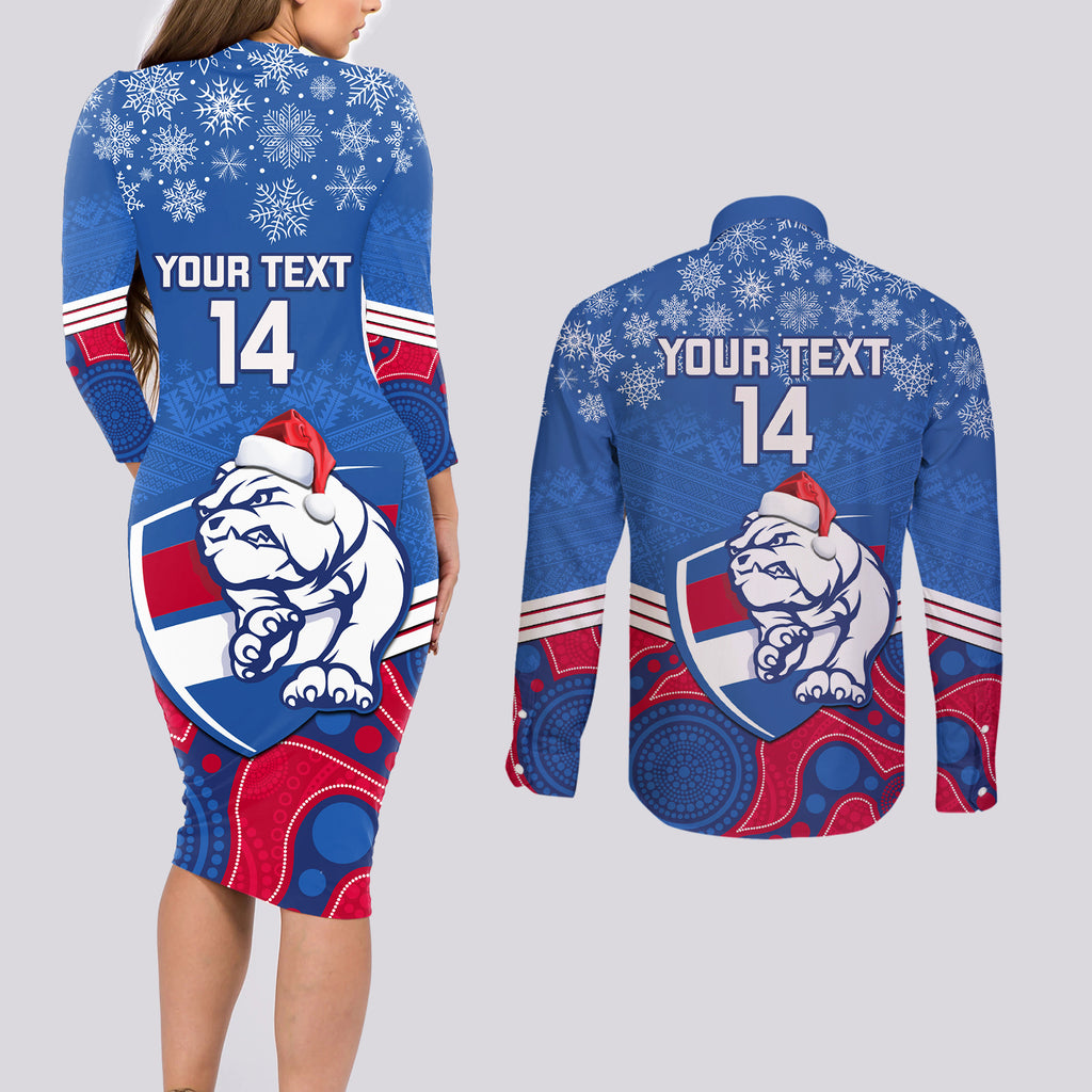 custom-bulldogs-football-christmas-couples-matching-long-sleeve-bodycon-dress-and-long-sleeve-button-shirt-merry-xmas-2023-mix-aboriginal-art