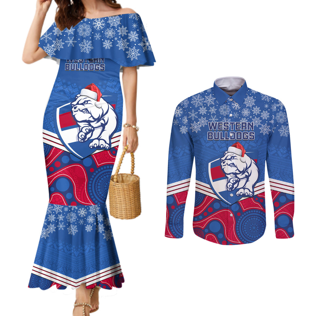 custom-bulldogs-football-christmas-couples-matching-mermaid-dress-and-long-sleeve-button-shirt-merry-xmas-2023-mix-aboriginal-art