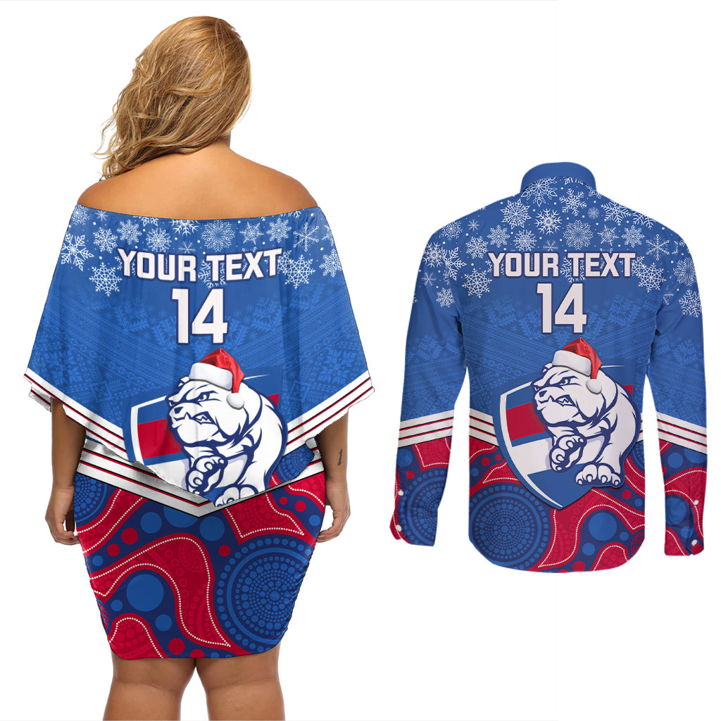 custom-bulldogs-football-christmas-couples-matching-off-shoulder-short-dress-and-long-sleeve-button-shirt-merry-xmas-2023-mix-aboriginal-art