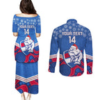 custom-bulldogs-football-christmas-couples-matching-puletasi-dress-and-long-sleeve-button-shirt-merry-xmas-2023-mix-aboriginal-art