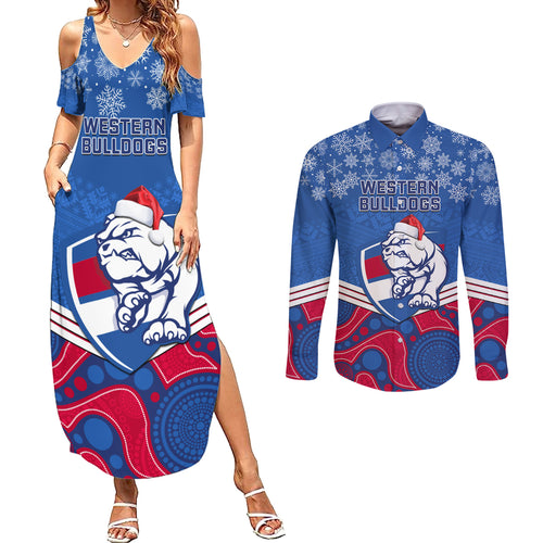 custom-bulldogs-football-christmas-couples-matching-summer-maxi-dress-and-long-sleeve-button-shirt-merry-xmas-2023-mix-aboriginal-art
