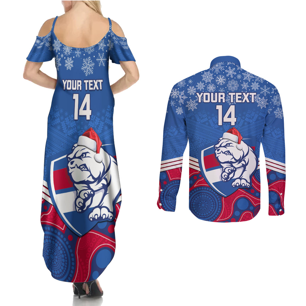 custom-bulldogs-football-christmas-couples-matching-summer-maxi-dress-and-long-sleeve-button-shirt-merry-xmas-2023-mix-aboriginal-art