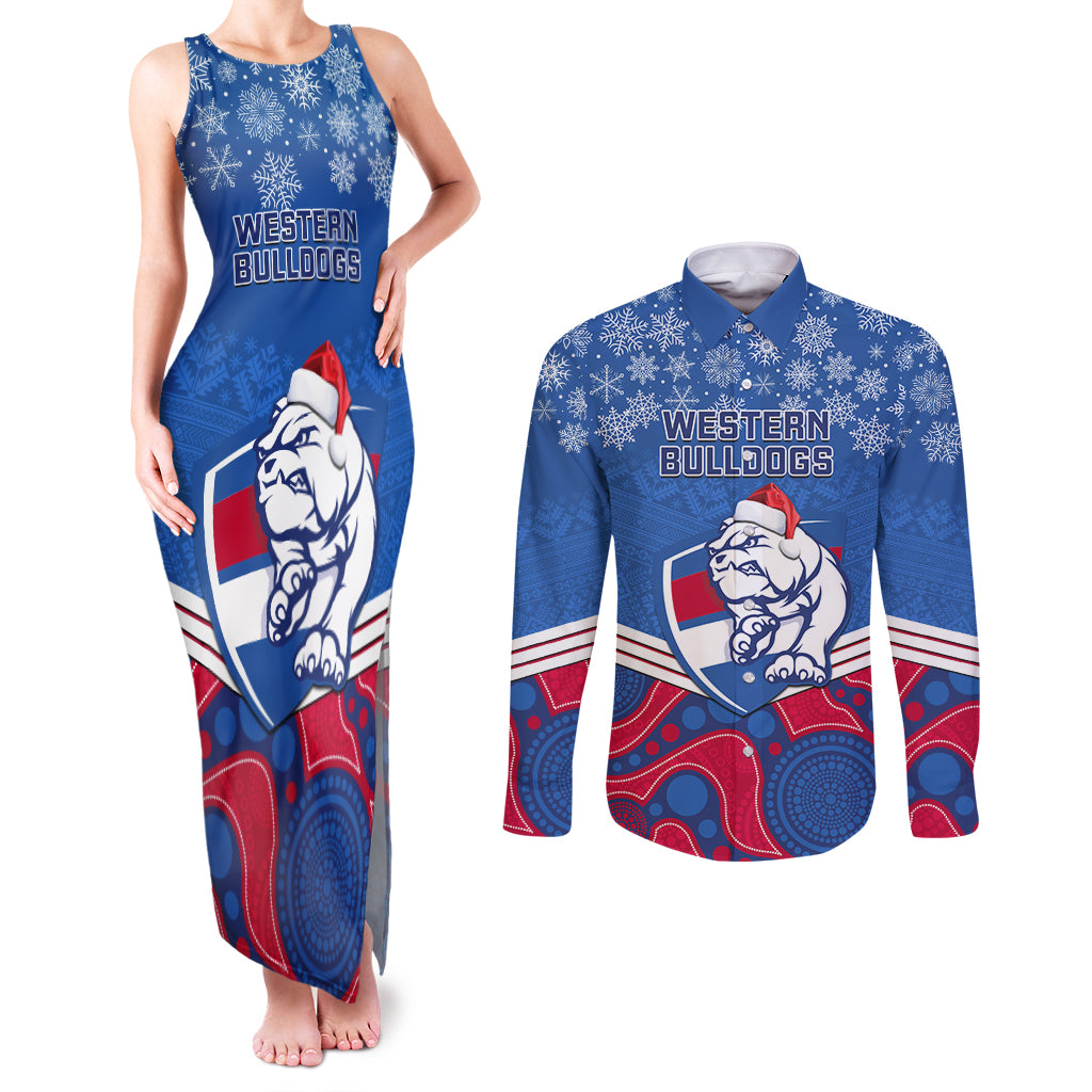 custom-bulldogs-football-christmas-couples-matching-tank-maxi-dress-and-long-sleeve-button-shirt-merry-xmas-2023-mix-aboriginal-art