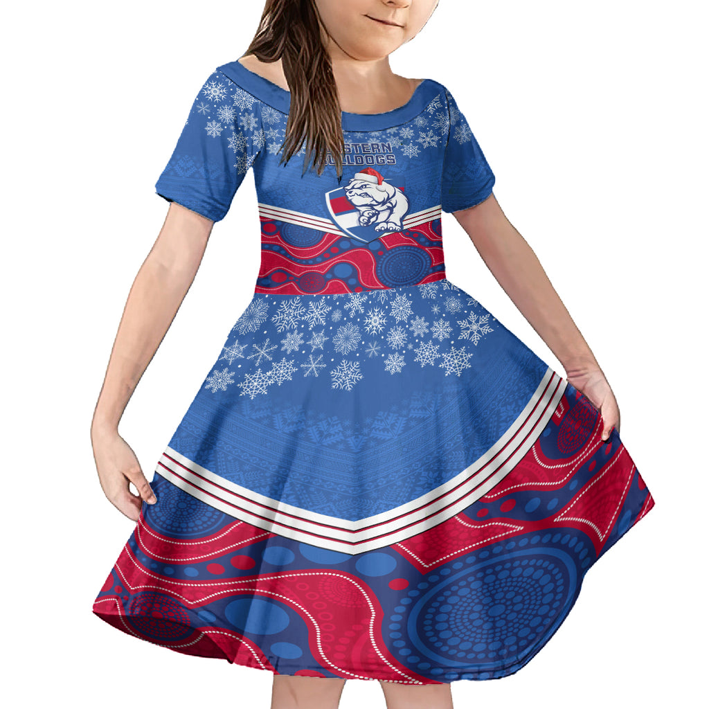 custom-bulldogs-football-christmas-kid-short-sleeve-dress-merry-xmas-2023-mix-aboriginal-art