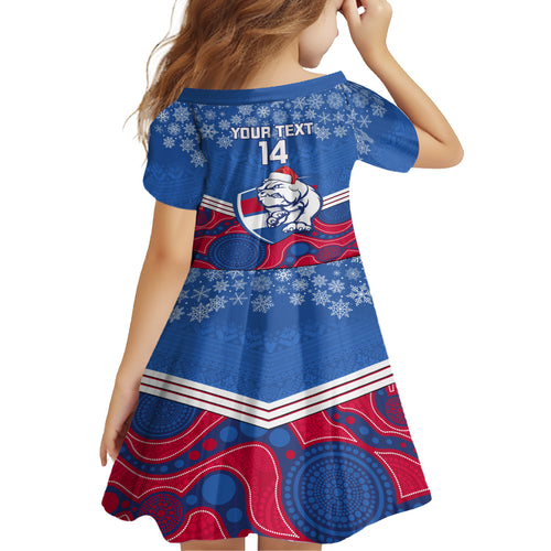 custom-bulldogs-football-christmas-kid-short-sleeve-dress-merry-xmas-2023-mix-aboriginal-art